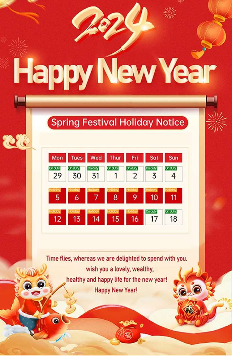 Aviso de vacaciones del Festival de Primavera de 2024 del veh&iacute;culo Titan