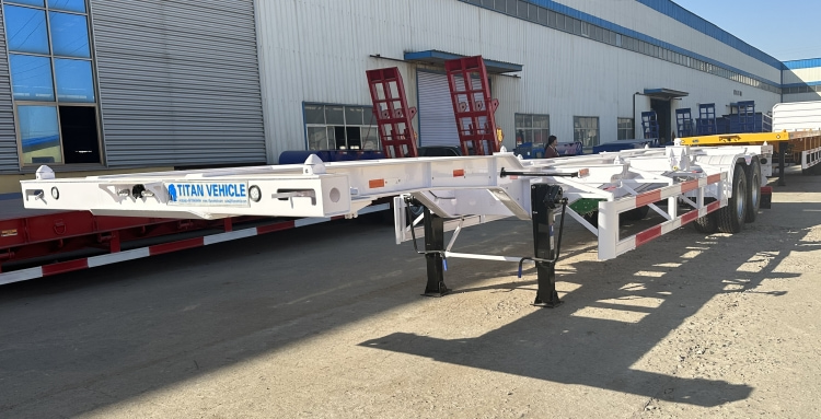 Remolque de transporte de contenedores de env&iacute;o | Remolque esquel&eacute;tico de cuello de cisne Semirremolque esquel&eacute;tico | Chasis de 40 pies en venta