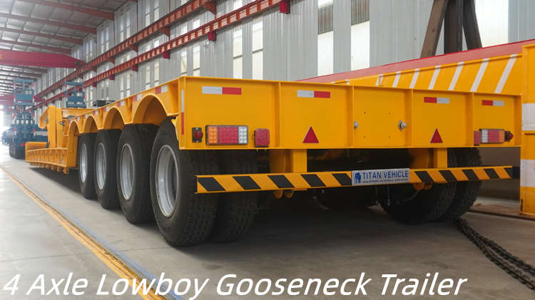 Remolque de cuello de cisne Lowboy de 4 ejes y 100 toneladas