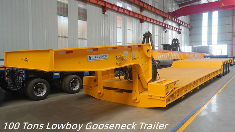 Remolque de cuello de cisne Lowboy de 4 ejes y 100 toneladas
