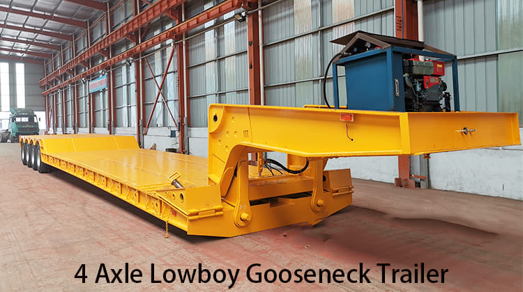 Remolque de cuello de cisne Lowboy de 4 ejes y 100 T a la venta en Filipinas, Davao