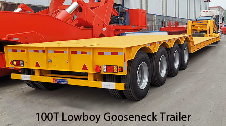 Remolque de cuello de cisne Lowboy de 4 ejes y 100 T a la venta en Filipinas, Davao