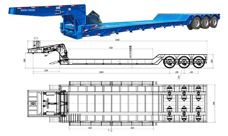 Remolque Lowboy desmontable de 3 l&iacute;neas y 6 ejes a la venta