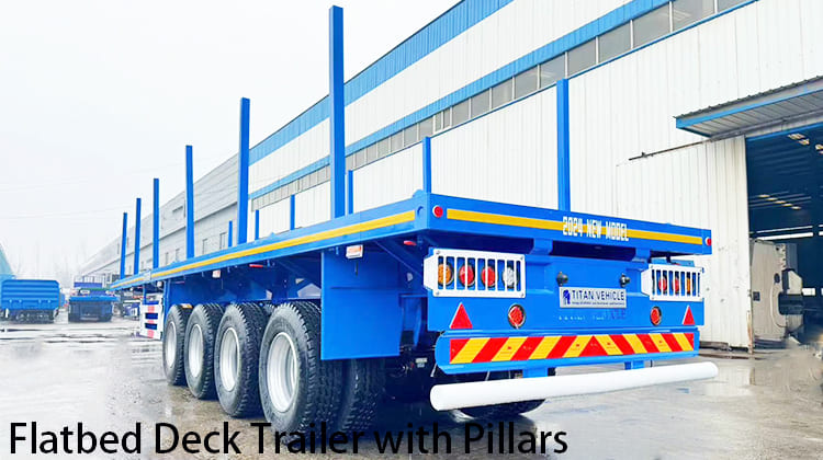 Remolque de plataforma plana de 4 ejes a la venta con pilares en Filipinas, Ceb&uacute;