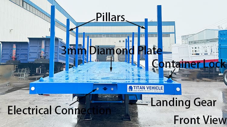 Remolque de plataforma plana de 4 ejes a la venta con pilares en Filipinas, Ceb&uacute;