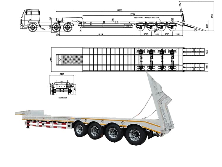 Remolque de plataforma baja de 4 ejes y 100 toneladas en venta en Guyana