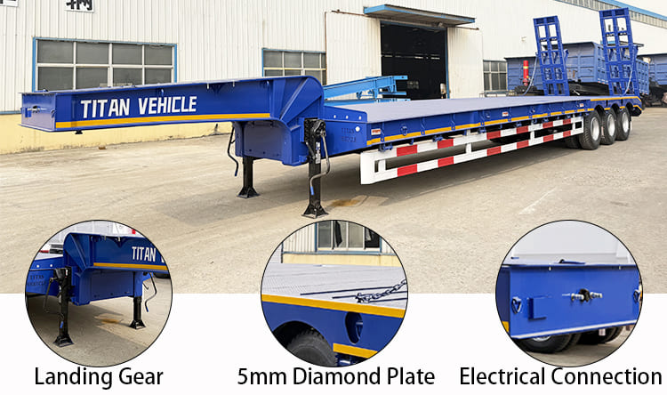Remolque de plataforma semirrebajada de tres ejes a la venta en Zambia, Ndola