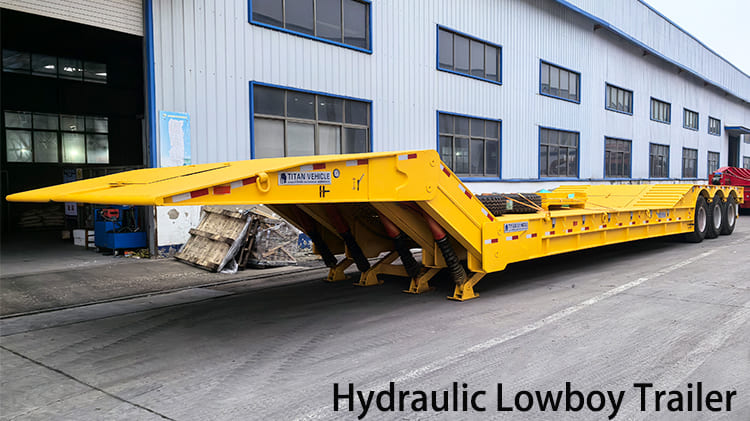 Remolque hidráulico Lowboy de 3 ejes y 80 toneladas a la venta en Guyana