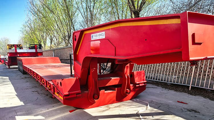 Remolque Lowboy Cuello de Cisne Desmontable de 4 Ejes y 100 Toneladas en Venta en Uruguay | Remolque de Cuello Desmontable