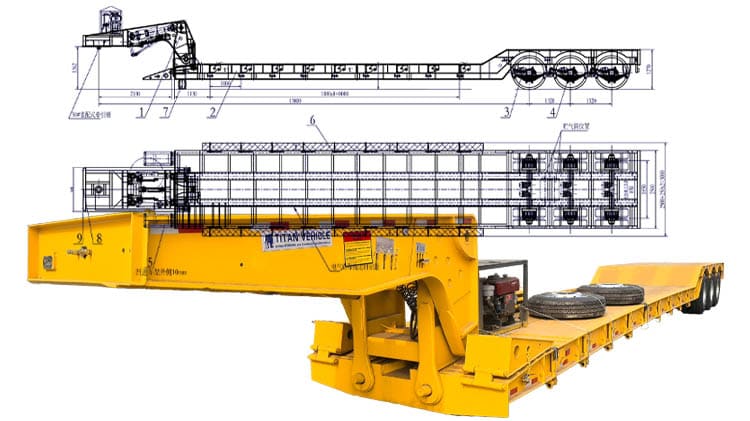 Remolque de plataforma baja de 80 toneladas en venta en Uruguay