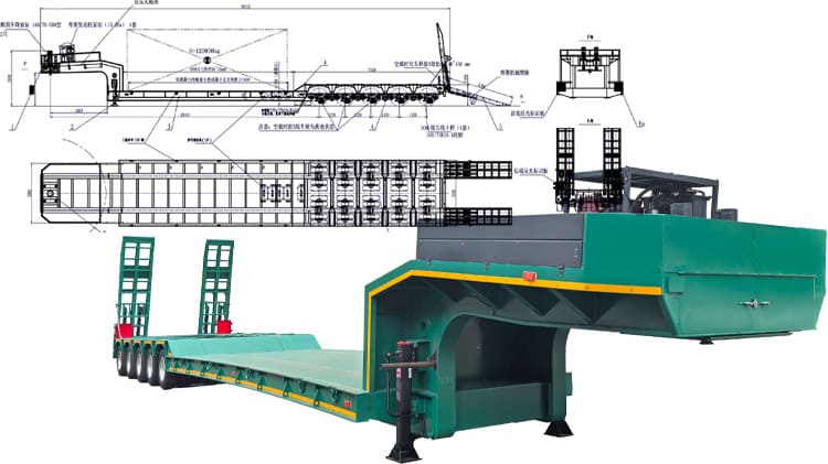 Remolque hidr&aacute;ulico de plataforma baja multieje en venta en 