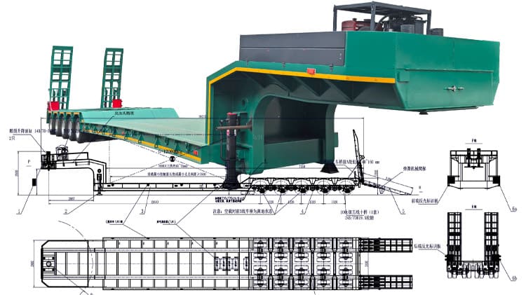 Remolque hidr&aacute;ulico de plataforma baja multieje a la venta en Ecuador