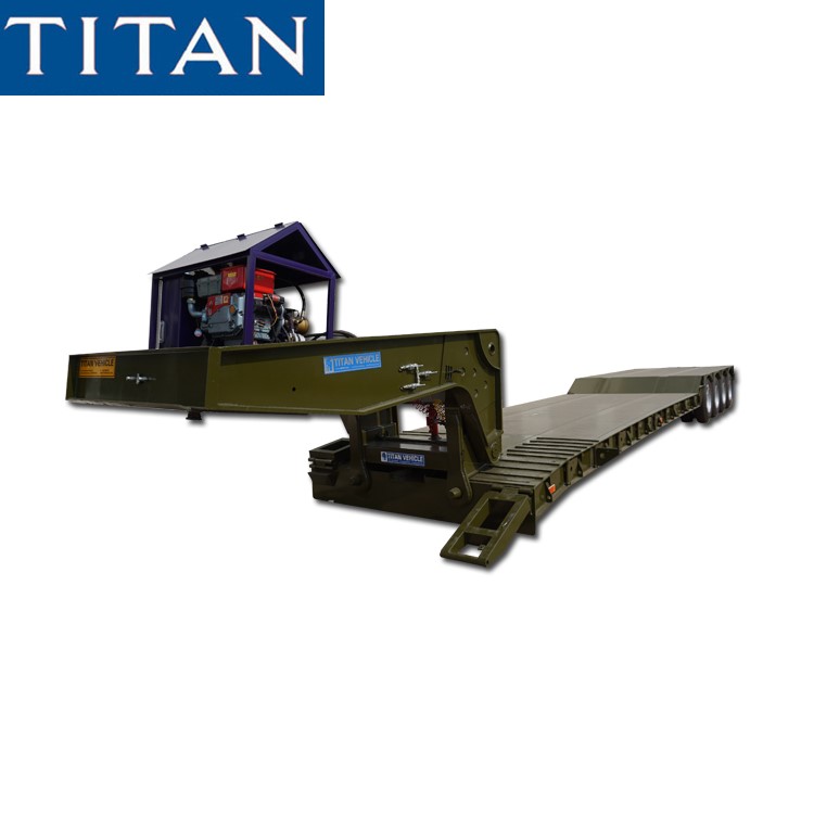 Remolque Lowboy desmontable de cuello de cisne de 100 toneladas